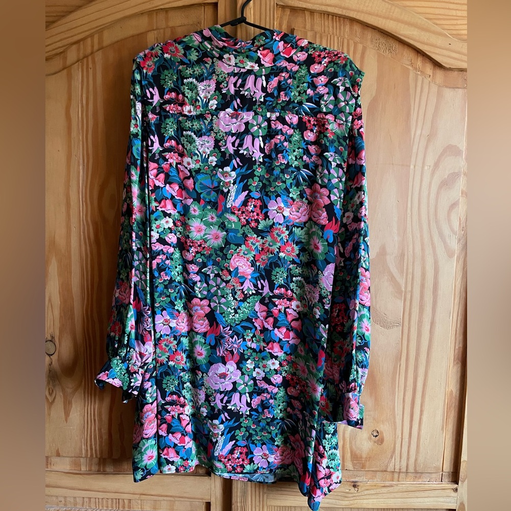 Whit NY Floral Tie Neck Dress Size L